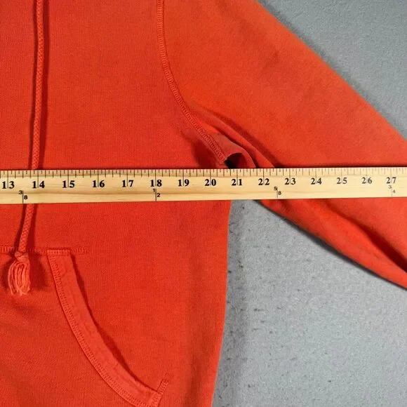 Lucky Brand Vintage Inspired Hoodie Sweatshirt Women XS Orange Fleece Distressed - Picture 5 of 12